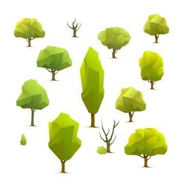 Polygon trees set Stock Illustration