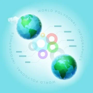 Polygon world spheres Stock Illustration