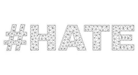 Polygonal 2D #HATE Text Label Ilustração Stock
