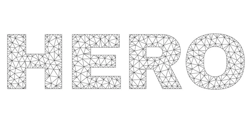 Polygonal 2D HERO Text Tag Illustrazione stock