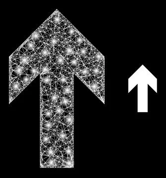 Polygonal 2D Mesh Up Arrow Direction with Light Spots 스톡 일러스트