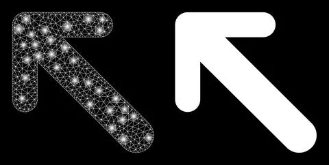 Polygonal 2D Mesh Arrow up Left with Glare Spots Stock Illustration