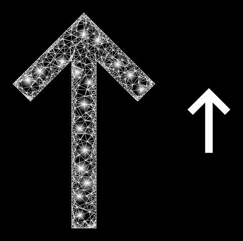 Polygonal 2D Mesh Up Arrow with Magic Illustrazione stock