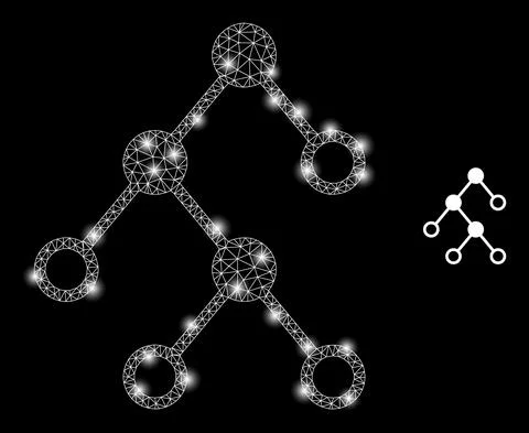 Polygonal 2D Mesh Binary Chart Nodes with Glare Spots Stock Illustration