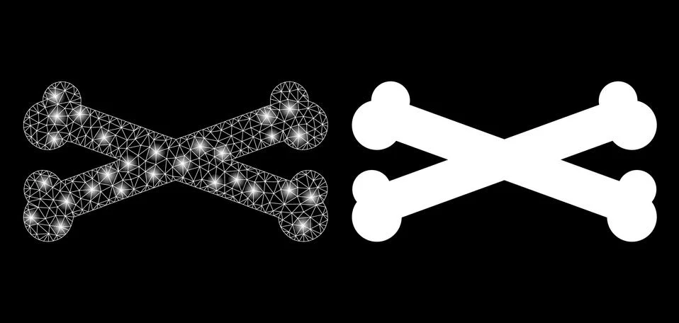 Polygonal 2D Mesh Bones with Magic Illustrazione stock