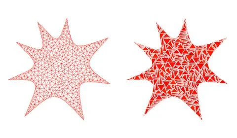 Polygonal 2D Mesh Boom Splash and Mosaic Icon 스톡 일러스트