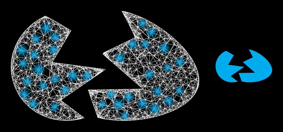Polygonal 2D Mesh Broken Egg Shell with Magic Stock Illustration