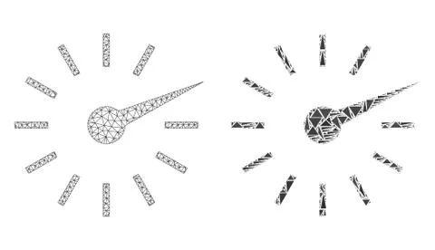 Polygonal 2D Mesh Clockface and Mosaic Icon 스톡 일러스트