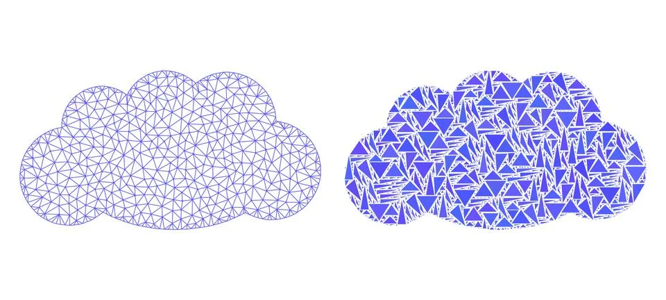 Polygonal 2D Mesh Cloud and Mosaic Icon Stock Illustration