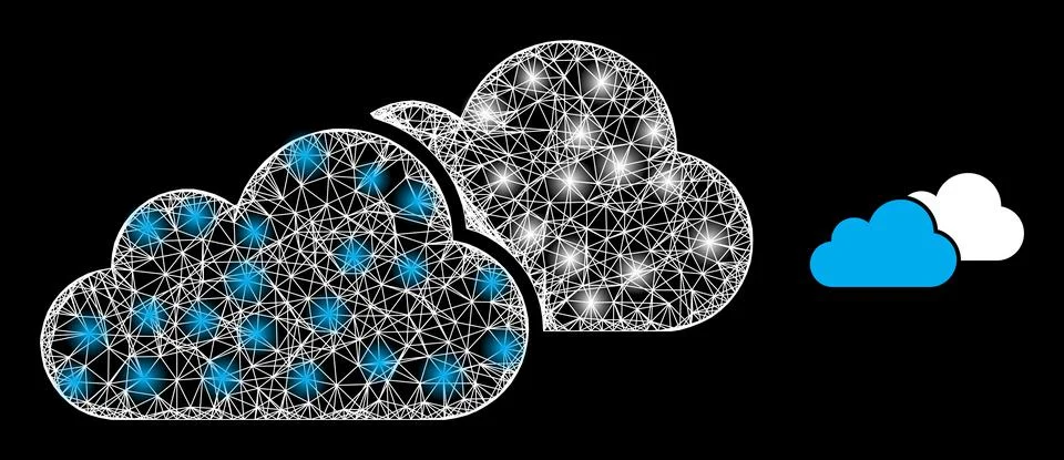 Polygonal 2D Mesh Clouds with Magic Illustrazione stock