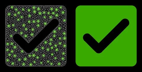 Polygonal 2D Mesh Confirmation Checkbox with Glare Spots Stock Illustration