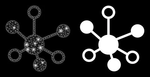 Polygonal 2D Mesh Connections with Light Spots Stock Illustration