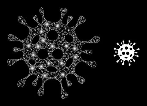 Polygonal 2D Mesh Coronavirus with Magic Illustrazione stock