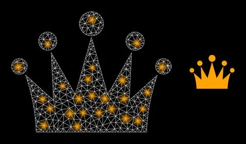 Polygonal 2D Mesh Crown with Light Spots Stock Illustration
