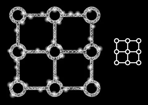 Polygonal 2D Mesh Crystal Grid Centers with Magic Illustrazione stock