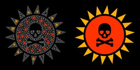 Polygonal 2D Mesh Death Sun Radiation with Glare Spots Stock Illustration