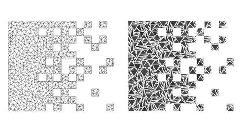 Polygonal 2D Mesh Dissolving Pixels and Mosaic Icon Illustrazione stock