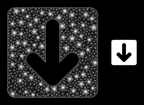 Polygonal 2D Mesh Down Cursor with Glare Spots Illustrazione stock