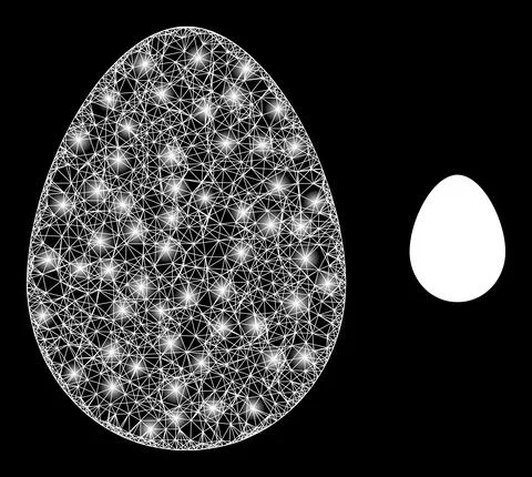 Polygonal 2D Mesh Egg with Light Spots 스톡 일러스트