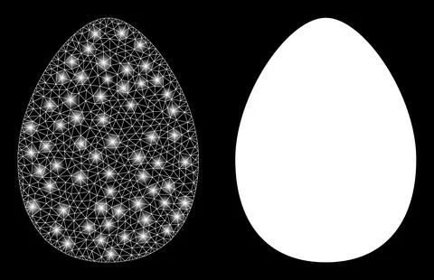 Polygonal 2D Mesh Egg with Lightspots 스톡 일러스트