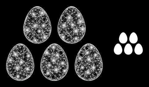 Polygonal 2D Mesh Eggs with Light Spots Illustrazione stock