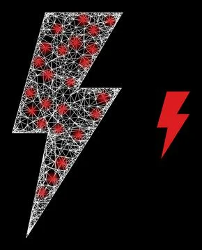 Polygonal 2D Mesh Electric Power with Glare Spots Stock Illustration