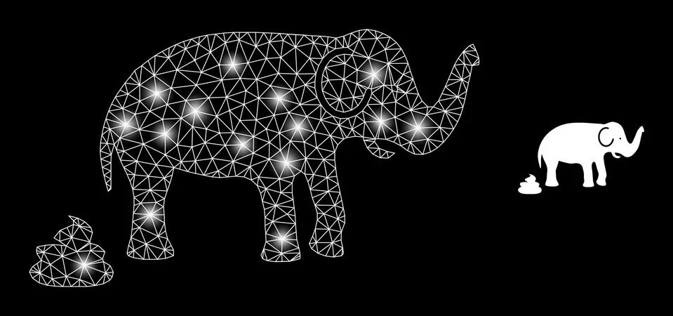 Polygonal 2D Mesh Elephant Shit with Light Spots イラスト素材