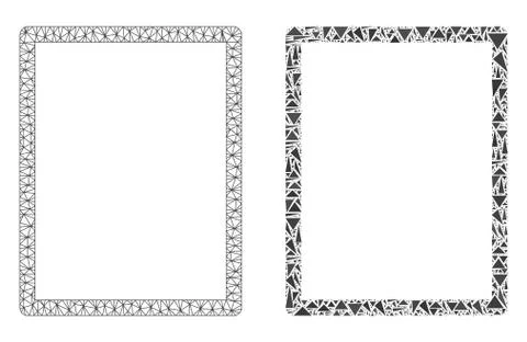 Polygonal 2D Mesh Empty Page and Mosaic Icon Stock Illustration