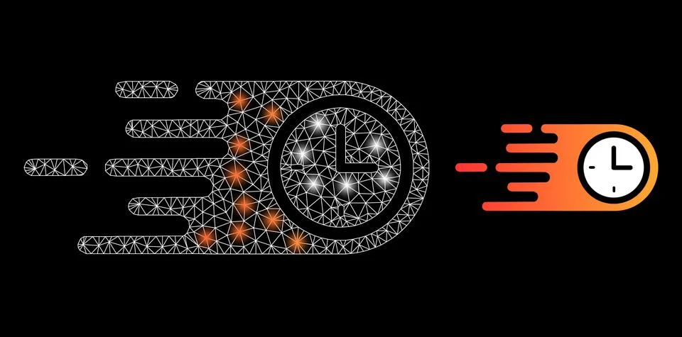 Polygonal 2D Mesh Fast Clock with Magic Stock Illustration