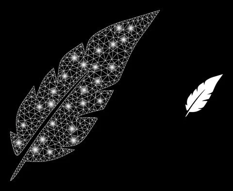 Polygonal 2D Mesh Feather with Glare Spots Stock Illustration