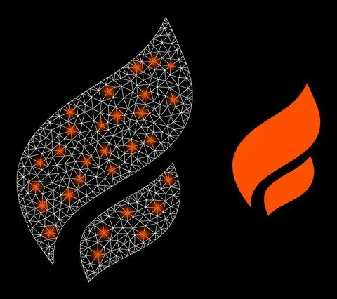 Polygonal 2D Mesh Flame with Lightspots Illustrazione stock