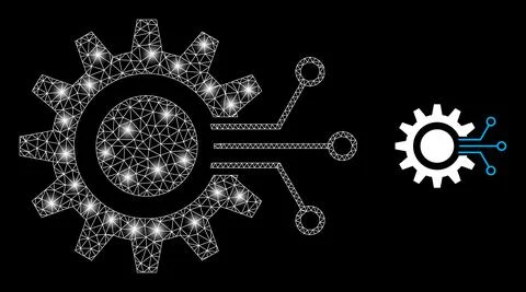 Polygonal 2D Mesh Gear Interface with Glare Spots Stockillustratie