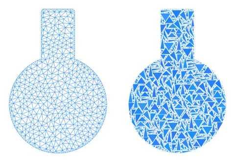 Polygonal 2D Mesh Glass Flask and Mosaic Icon Illustrazione stock