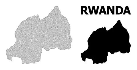 Polygonal 2D Mesh High Resolution Vector Map of Rwanda Abstractions Stock Illustration