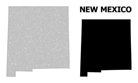 Polygonal 2D Mesh High Resolution Vector Map of New Mexico State Abstractions Stock Illustration