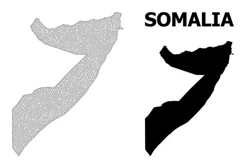 Polygonal 2D Mesh High Resolution Vector Map of Somalia Abstractions Stock Illustration