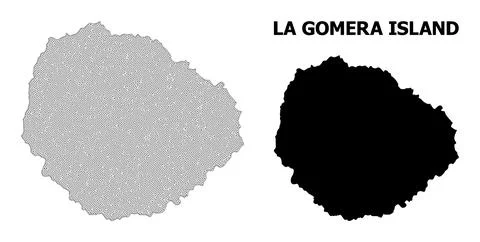 Polygonal 2D Mesh High Resolution Vector Map of La Gomera Island Abstractions Stock Illustration