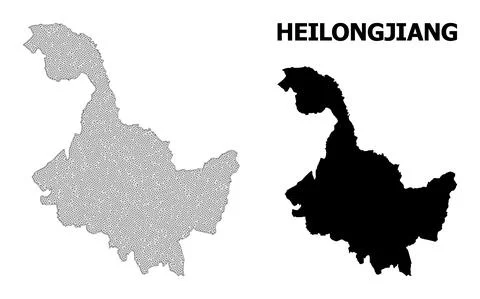 Polygonal 2D Mesh High Resolution Vector Map of Heilongjiang Province 스톡 일러스트