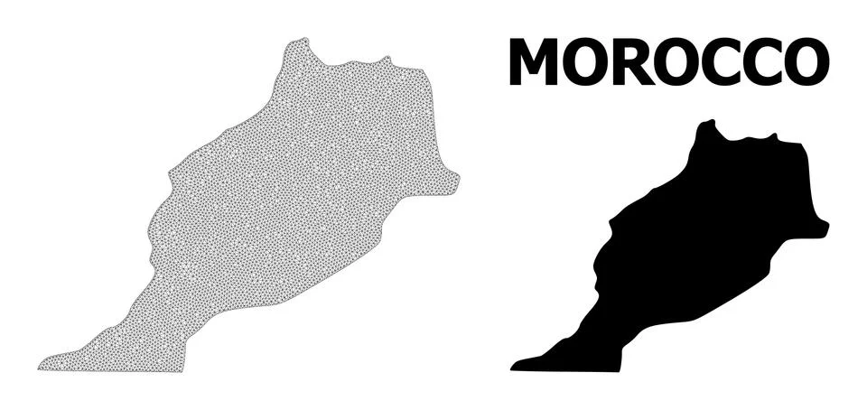 Polygonal 2D Mesh High Resolution Vector Map of Morocco Abstractions Stock Illustration