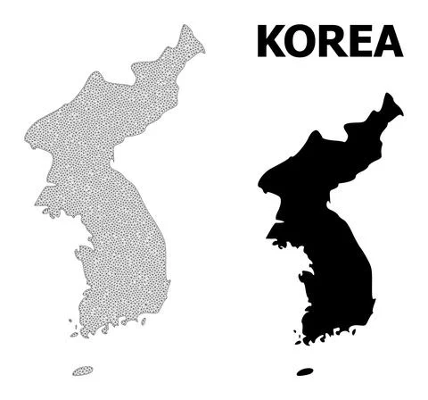 Polygonal 2D Mesh High Resolution Vector Map of Korea Abstractions Stock Illustration