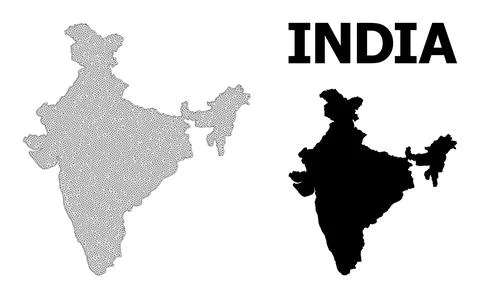 Polygonal 2D Mesh High Resolution Vector Map of India Abstractions Stock Illustration