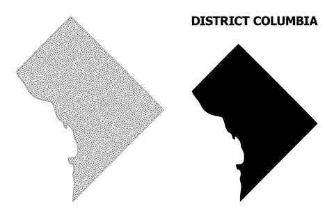 Polygonal 2D Mesh High Resolution Vector Map of District Columbia Abstractions Stock Illustration