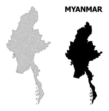 Polygonal 2D Mesh High Resolution Vector Map of Myanmar Abstractions イラスト素材