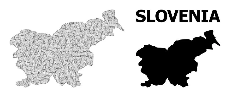 Polygonal 2D Mesh High Resolution Vector Map of Slovenia Abstractions Illustrazione stock