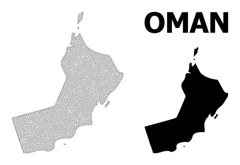 Polygonal 2D Mesh High Resolution Vector Map of Oman Abstractions Stock Illustration
