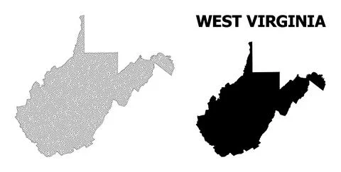 Polygonal 2D Mesh High Resolution Vector Map of West Virginia State Abstractions Stock Illustration
