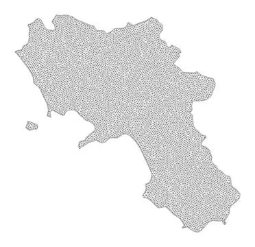 Polygonal 2D Mesh High Resolution Raster Map of Campania Region Abstractions Stock Illustration