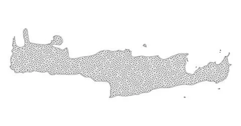 Polygonal 2D Mesh High Resolution Raster Map of Crete Island Abstractions Stock Illustration