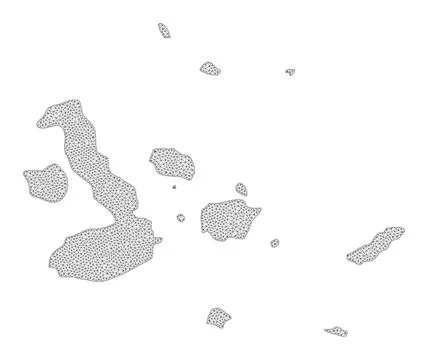 Polygonal 2D Mesh High Resolution Raster Map of Galapagos Islands Abstractions Stock Illustration