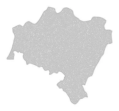 Polygonal 2D Mesh High Resolution Raster Map of Lower Silesia Province Stock Illustration